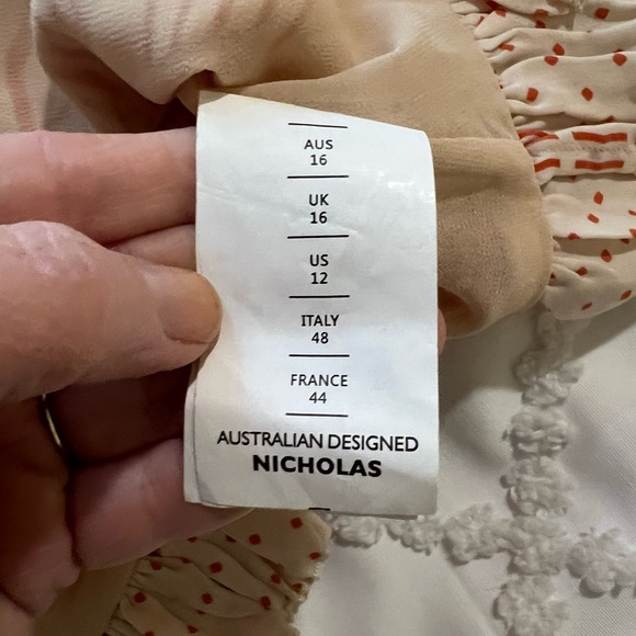 Nicholas cream and red striped ruffle silk button-down blouse - Picture 8 of 10